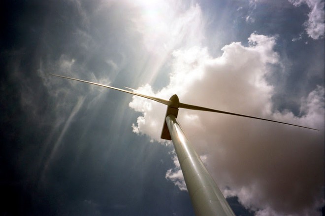 Windturbine at a wind farm, Castilla-La Mancha, Spain.